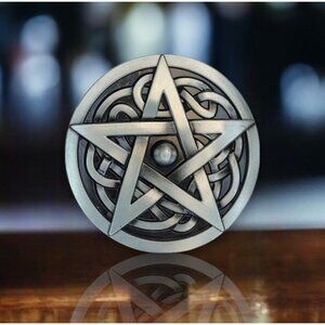 Celtic Knot Five Point Star Silver Finish Metal Belt Buckle
